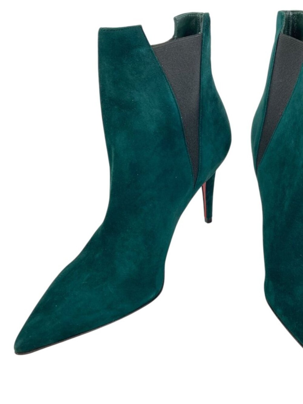 Christian Louboutin Astrilarge Booty 100 Teal Suede Ankle Boots Size 37